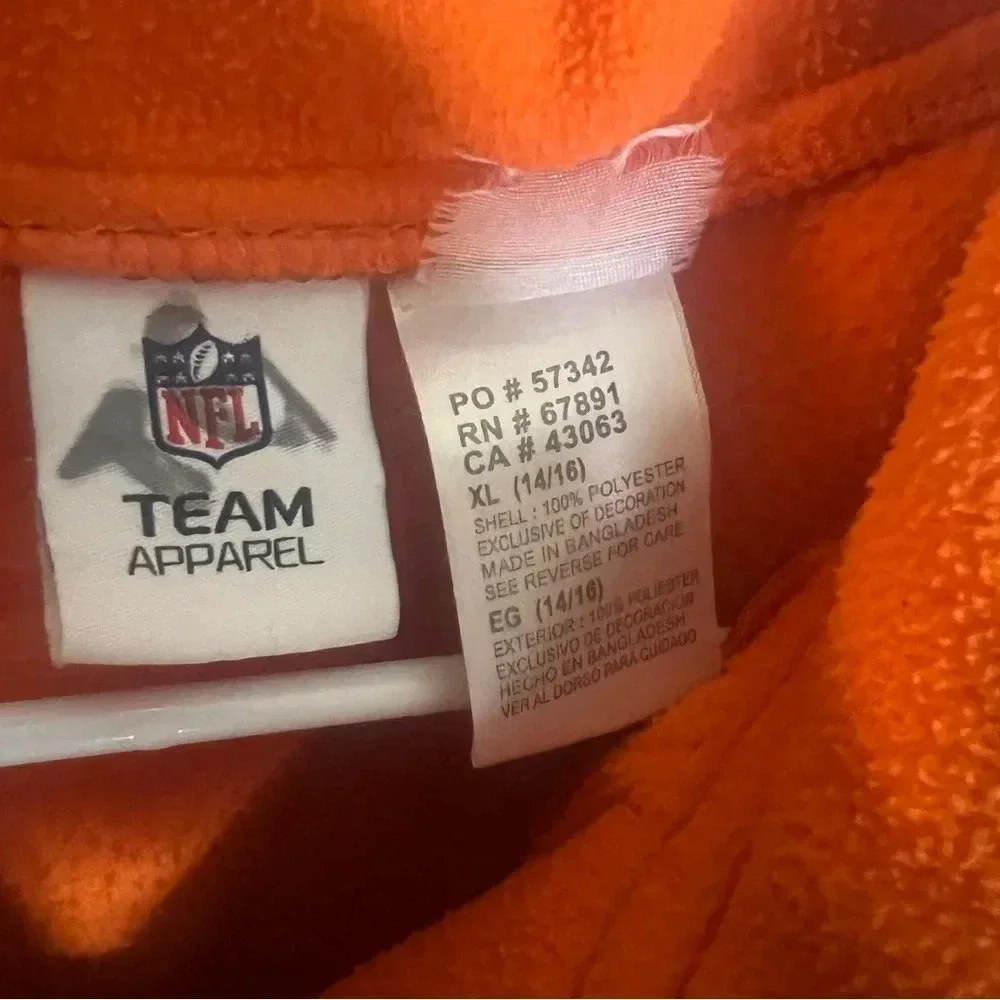 NFL Kids Denver Broncos Jacket Zip Front Fleece - Orange and Navy Youth XL 14/16